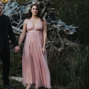 Long light pink dress